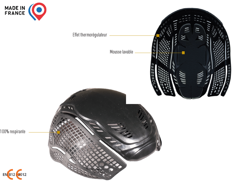 Coque homologuée Scarap 5 pour casquette Bosseur -