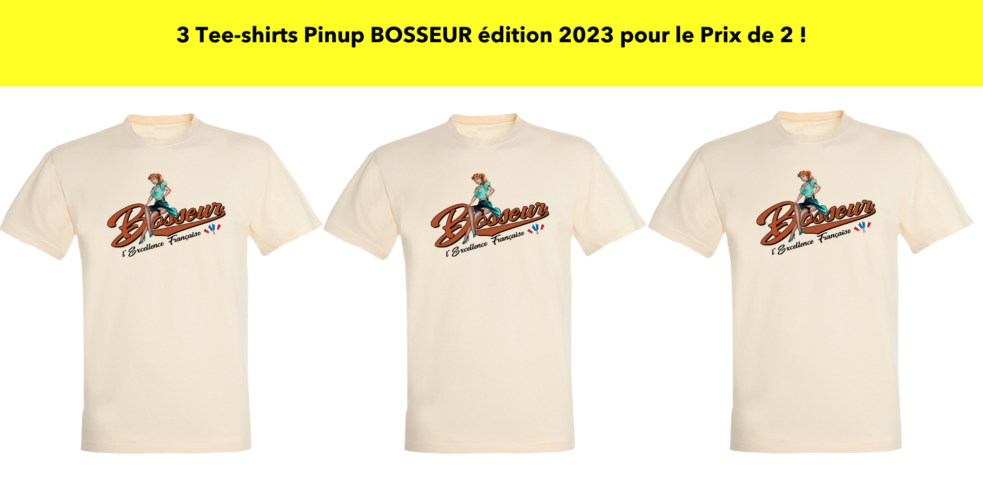 Lot de 3 Tee-shirts BOSSEUR Pinup édition 2023 -