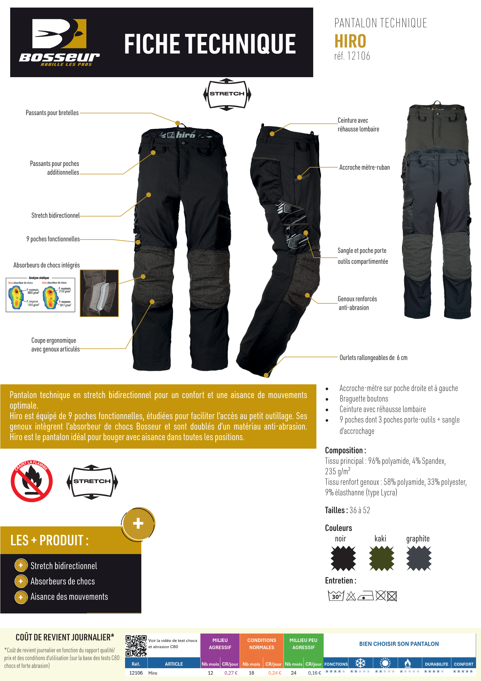 Pantalon technique BOSSEUR Hiro -