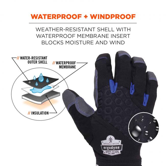 Gants de travail imperméables, isolation thermique, écran tactile, paume renforcée 817WP ERGODYNE -