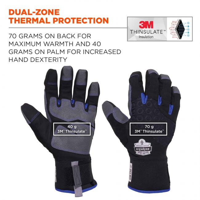 Gants de travail imperméables, isolation thermique, écran tactile, paume renforcée 817WP ERGODYNE -
