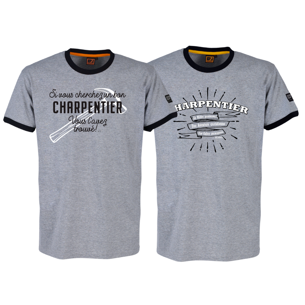 Lot de 2 tee-shirts Bosseur métier Charpentier -