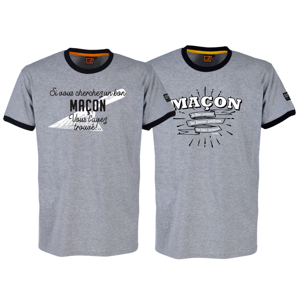 Lot de 2 tee-shirts Bosseur métier Maçon -