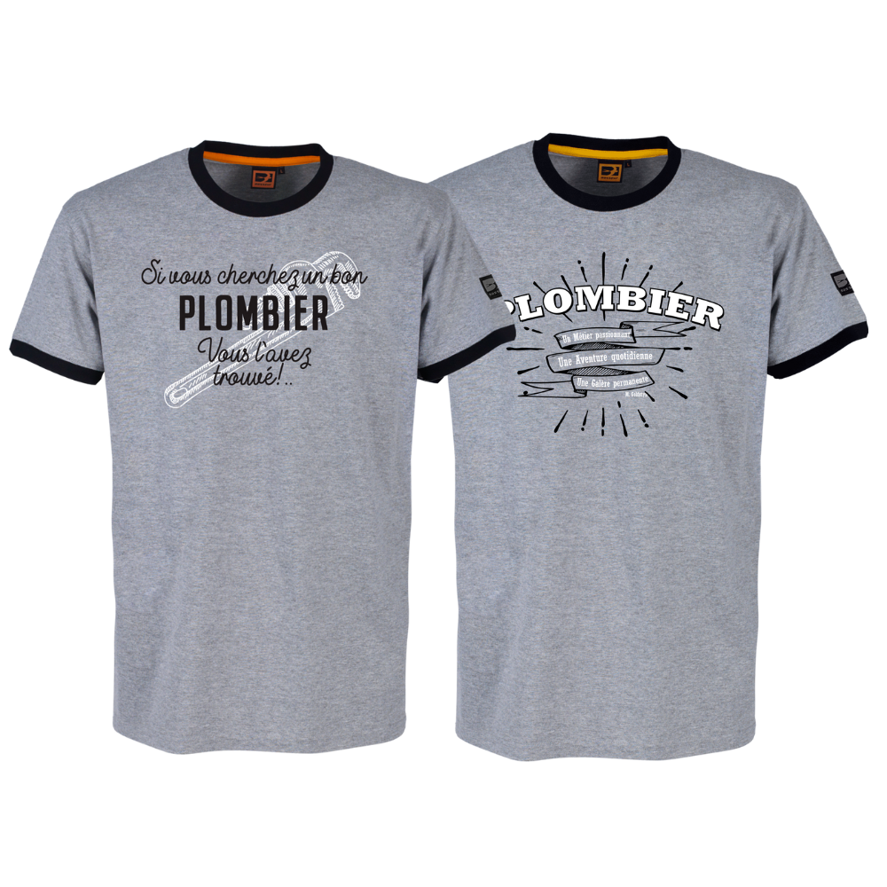 Lot de 2 tee-shirts Bosseur métier Plombier -