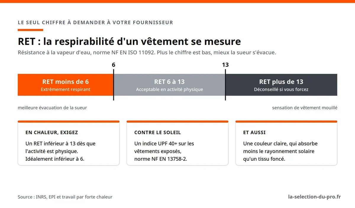 Échelle du RET, résistance à la vapeur d'eau d'un vêtement de travail