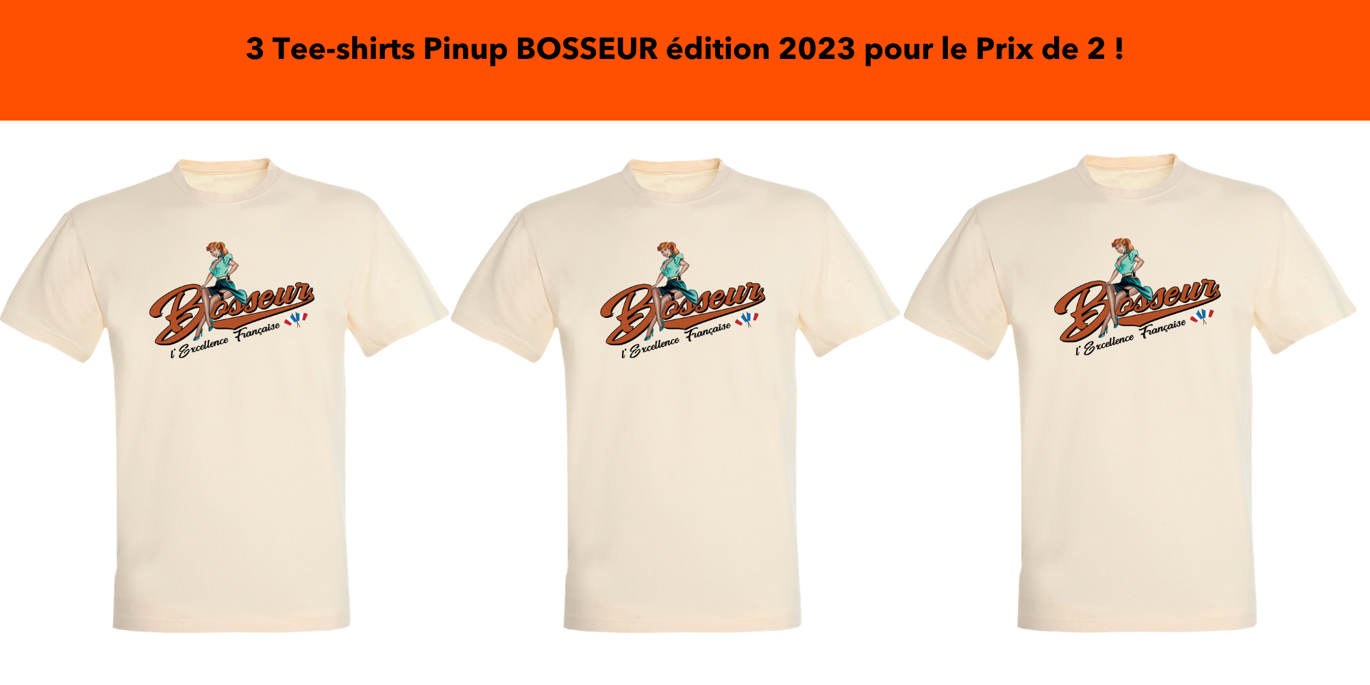 Lot de 3 Tee-shirts BOSSEUR Pinup édition 2023