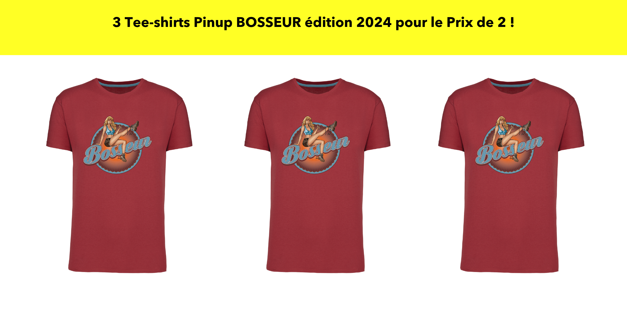 Lot de 3 Tee-shirts BOSSEUR Pinup édition 2024 - 