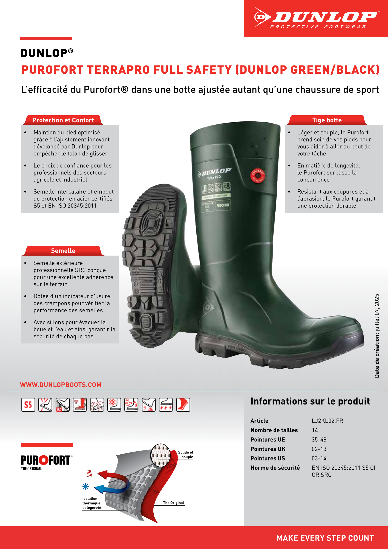 Bottes de sécurité DUNLOP Purofort TerraPRO Full Safety - 